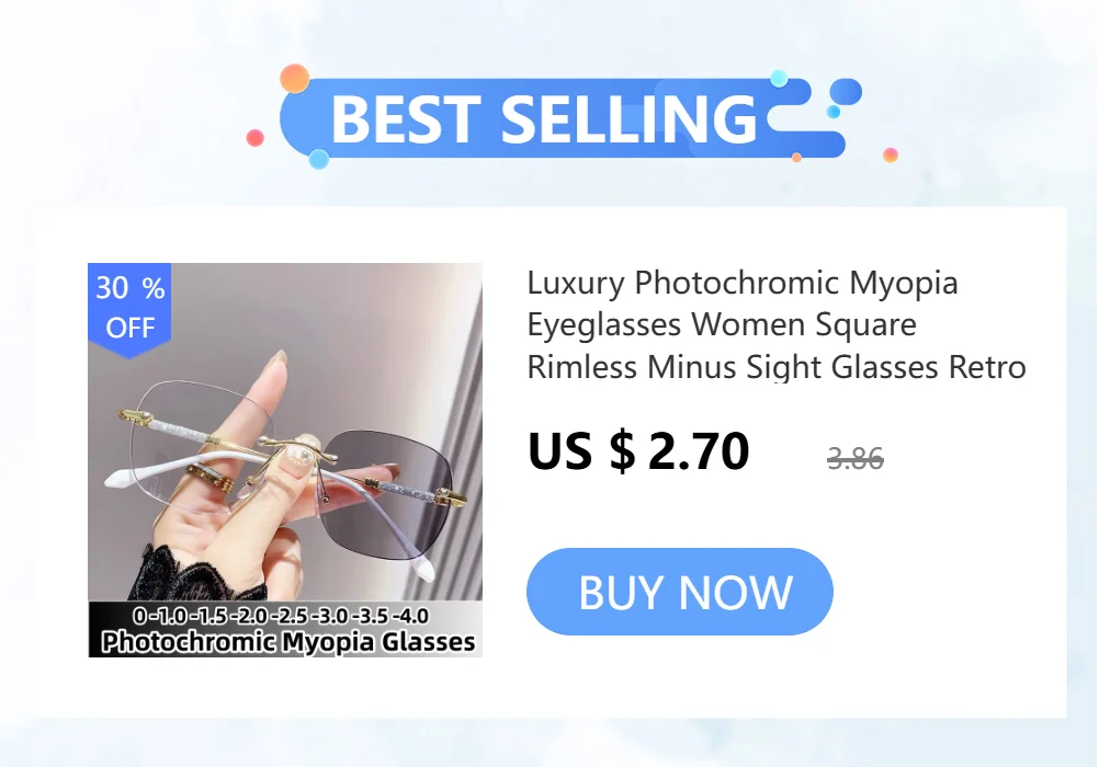 New Fashion Photochromic Myopia Glasses Men Women Color Changing Eyeglasses Anti UV Sunglasses Luxury Short-sighted Eyewear -2.5
