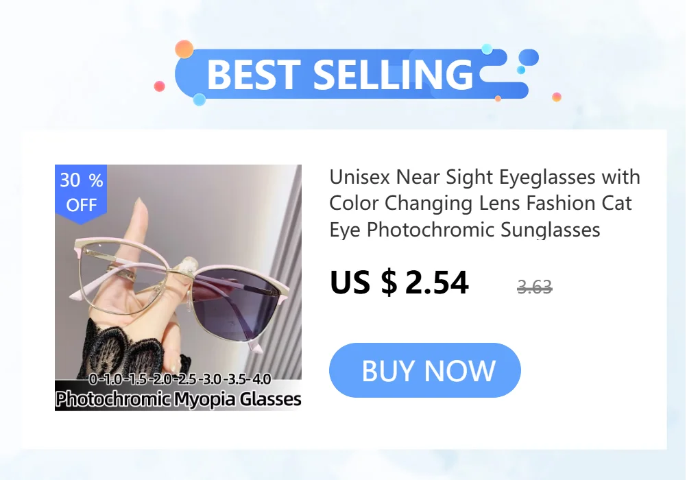 New Fashion Photochromic Myopia Glasses Men Women Color Changing Eyeglasses Anti UV Sunglasses Luxury Short-sighted Eyewear -2.5
