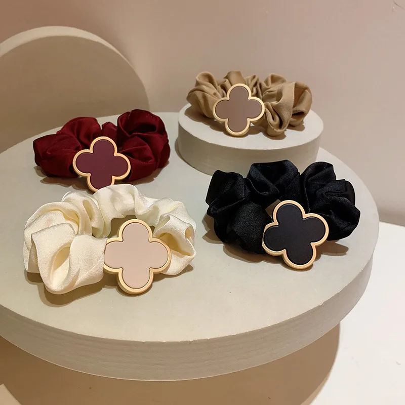 2025 Clearance Warm Color Cute and Sweet French Large Intestine Circle Ponytail Hair Ring Hair Ties Hair Accessories Head Bands
