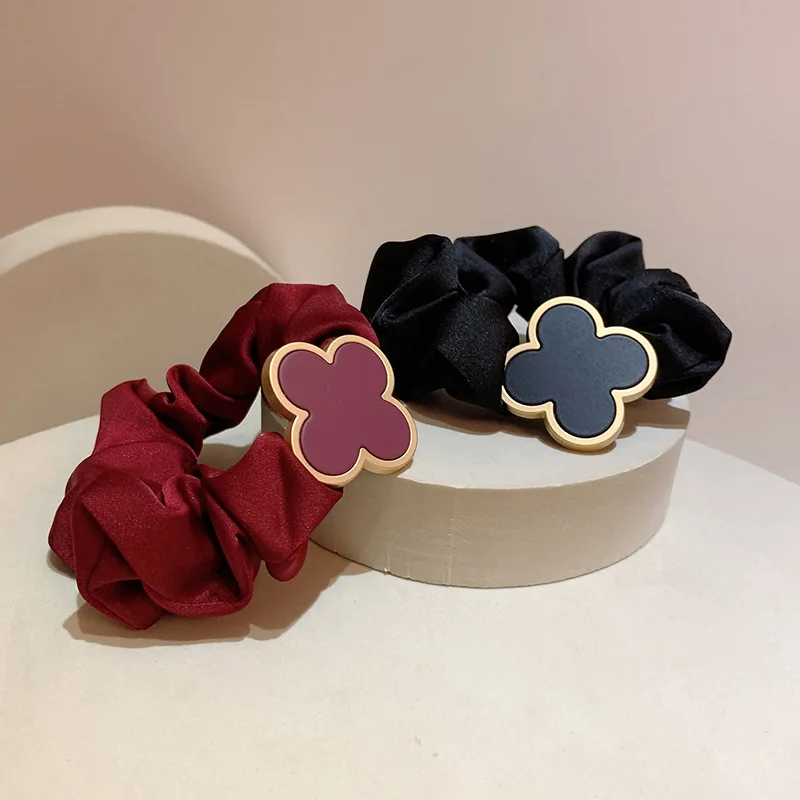 2025 Clearance Warm Color Cute and Sweet French Large Intestine Circle Ponytail Hair Ring Hair Ties Hair Accessories Head Bands