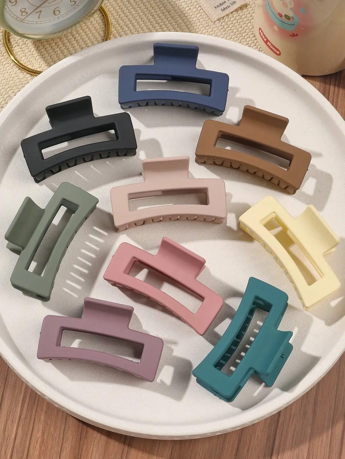 10Pcs Colorful Square Non-Slip Hair Claw Clips for Women 2.6 Inch Strong Hold Jaw Clip Bulk Hair Accessories for Daily Use Gift