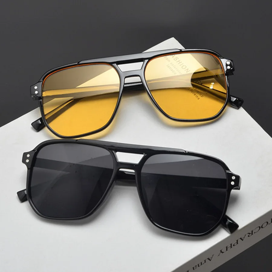 Vintage Men Women Big Sunglasses Men Square Shades Brand Designer Unisex Sun Glasses Black Lense Male Female Sunglasses UV400