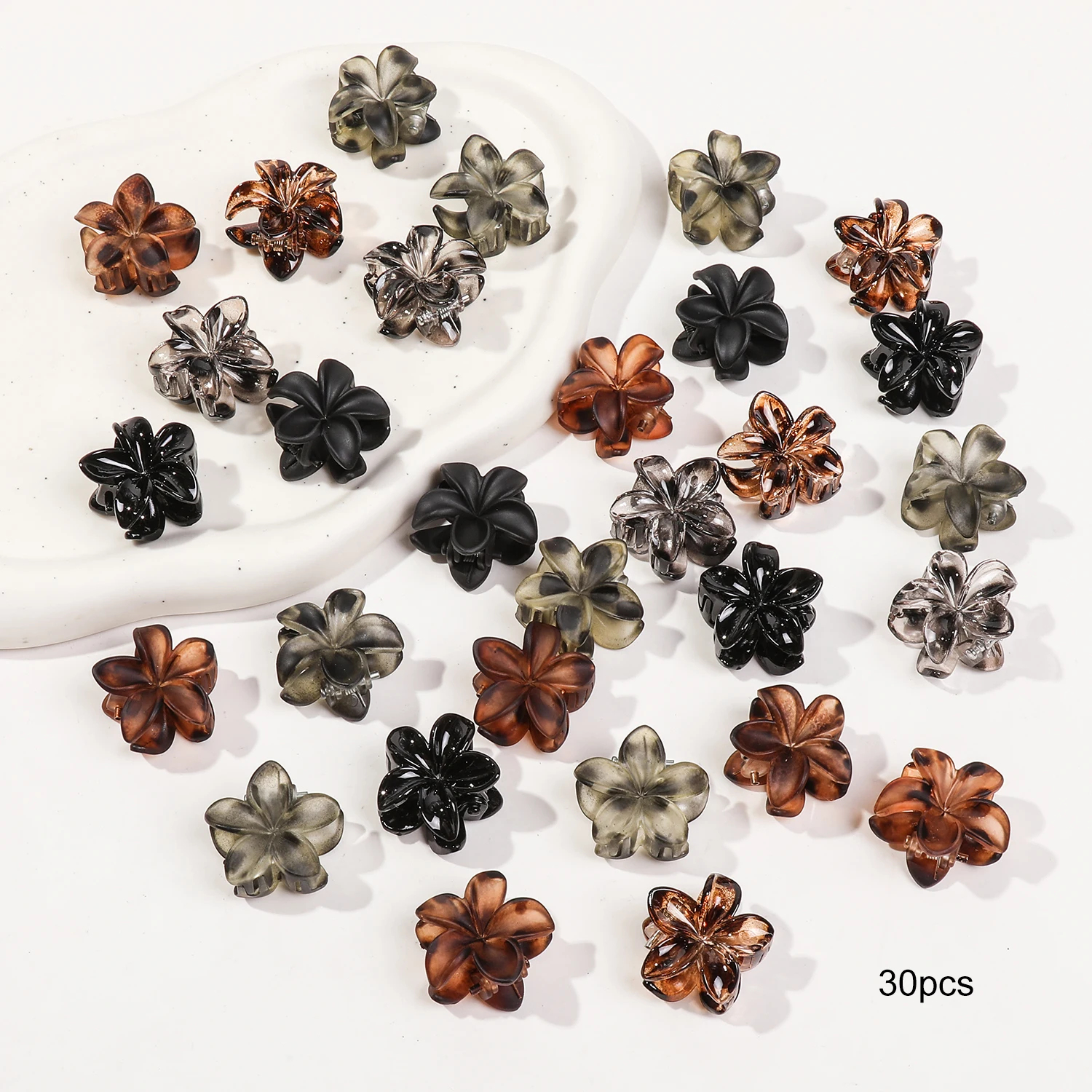 12/24/30Pcs Mini Flower Hair Claw Clips Pack for Women Girl Cute Hair Accessories Creaseless Styling for Bangs Tiny Hair Styling