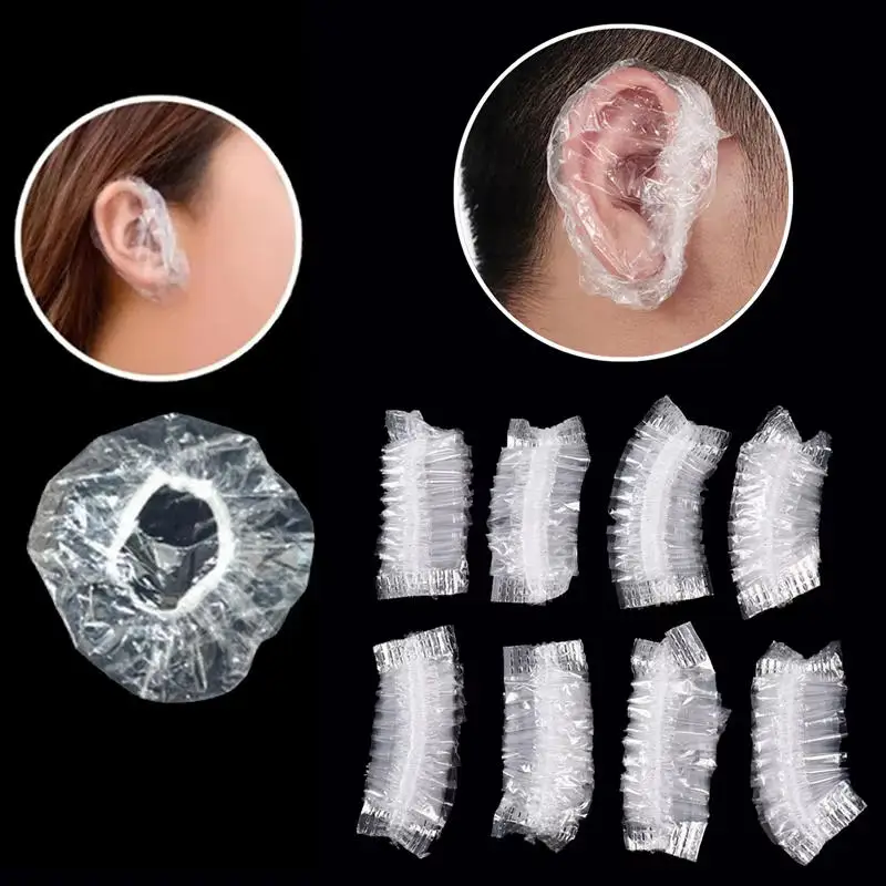 100/200Pcs Disposable Hairdressing Earmuffs Salon Clear Ear Cover Ear Protection Hair Dye Protect Cap Hair Color Styling Tool