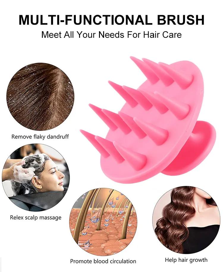 WANMEI Silicone Shampoo Head Scalp Massage Brush Silicone Body Brush Hair Washing Comb Bath Shower Brush Salon Hairdressing Tool