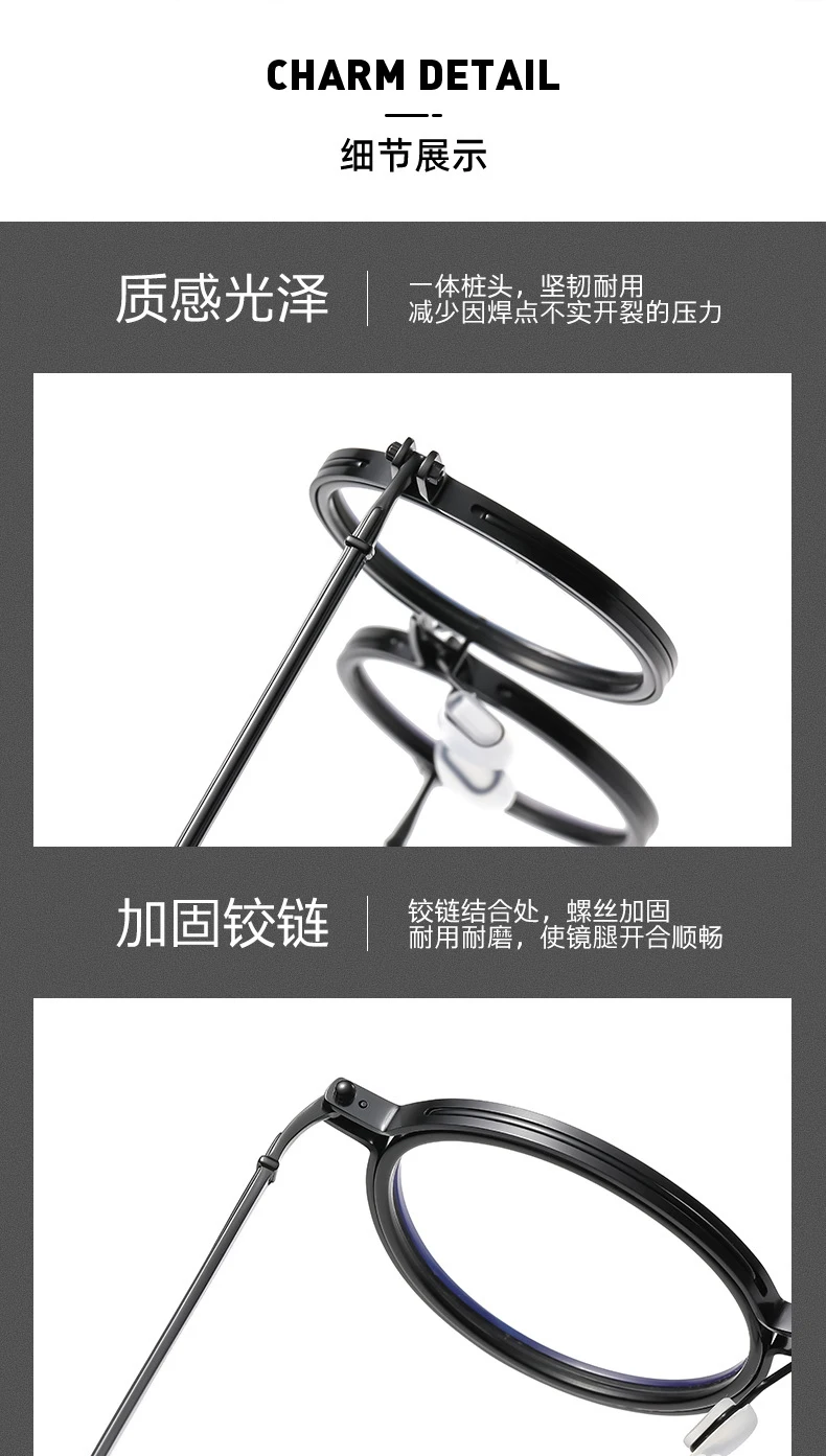 Shatar High Quality Retro Round Frame Reading Glasses Men Women Fashion Punk Metal Anti Blue Light Prescription Glasses