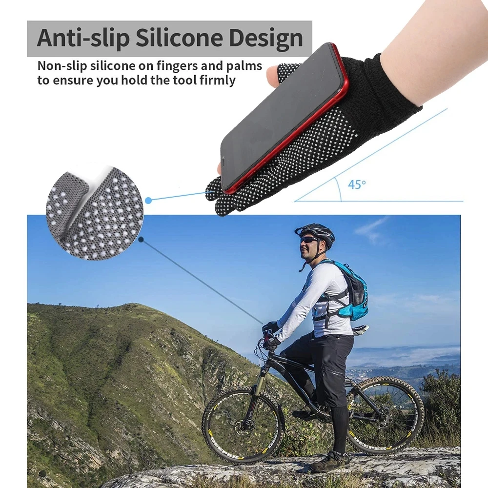 Touchscreen Nylon Gloves for Men Women Non-slip Breathable Half Finger Gloves for Summer Outdoor Riding Sport Fitness Sunscreen