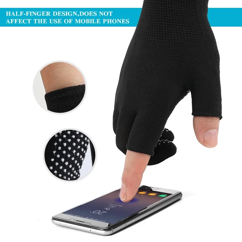 Touchscreen Nylon Gloves for Men Women Non-slip Breathable Half Finger Gloves for Summer Outdoor Riding Sport Fitness Sunscreen