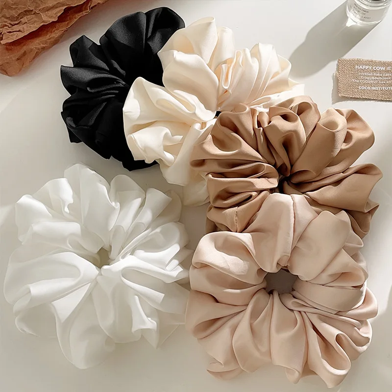 1pcs Extra Large Faux Silk Fluffy, High Elasticity, Soft & Silky, Luxury Casual Comfortable Fashion Scrunchie For Women