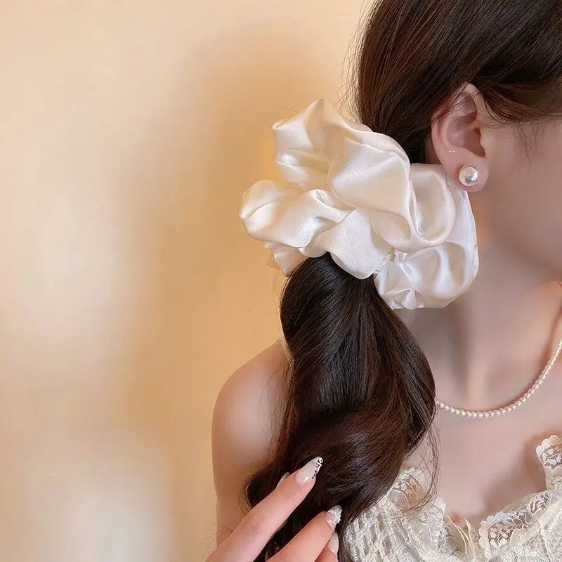 1pcs Extra Large Faux Silk Fluffy, High Elasticity, Soft & Silky, Luxury Casual Comfortable Fashion Scrunchie For Women