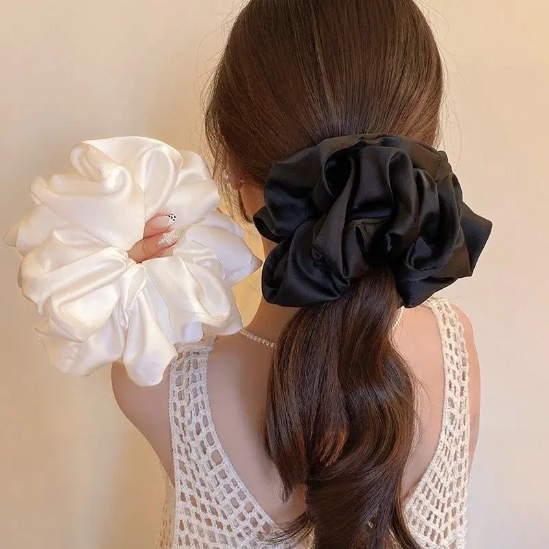 1pcs Extra Large Faux Silk Fluffy, High Elasticity, Soft & Silky, Luxury Casual Comfortable Fashion Scrunchie For Women