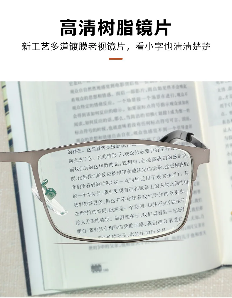 Stainless Steel Men Business Reading Glasses for Reader Mens Blue Light Blocking Presbyopia Optical Eyeglasses +1.0 1.5 2.0 2.50
