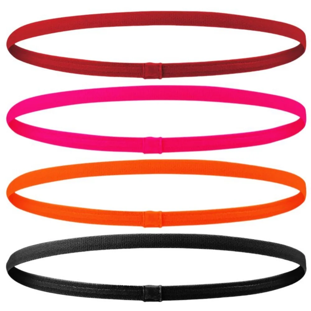 4PCS Unisex Sports Thin Headband Non-Slip Elastic Women Men Yoga Hair Bands Sweatband Football Running Biking Sports Hairband