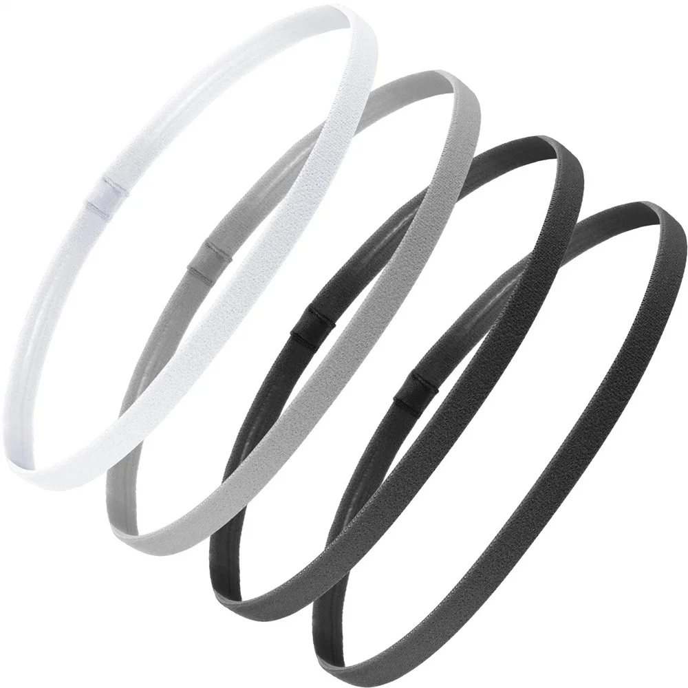 4PCS Unisex Sports Thin Headband Non-Slip Elastic Women Men Yoga Hair Bands Sweatband Football Running Biking Sports Hairband