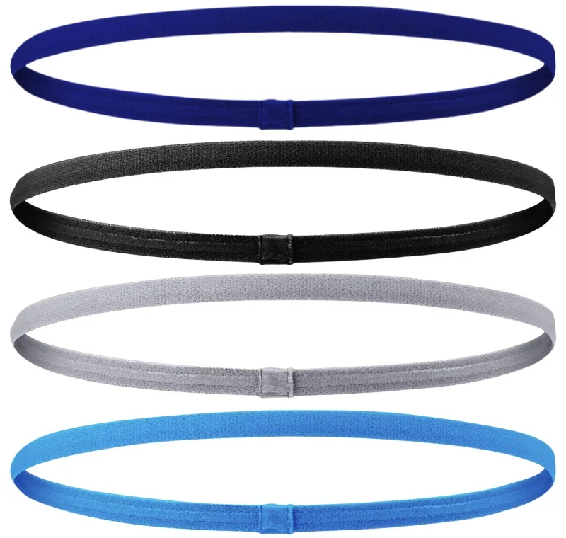 4PCS Unisex Sports Thin Headband Non-Slip Elastic Women Men Yoga Hair Bands Sweatband Football Running Biking Sports Hairband