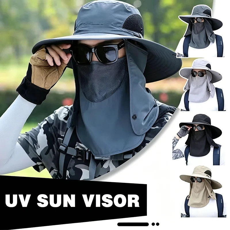Sunscreen Integrated Fisherman Hat for Unisex Summer Outdoor Mesh Breathable Face Mask Cycling Fishing Neck Protection Hat