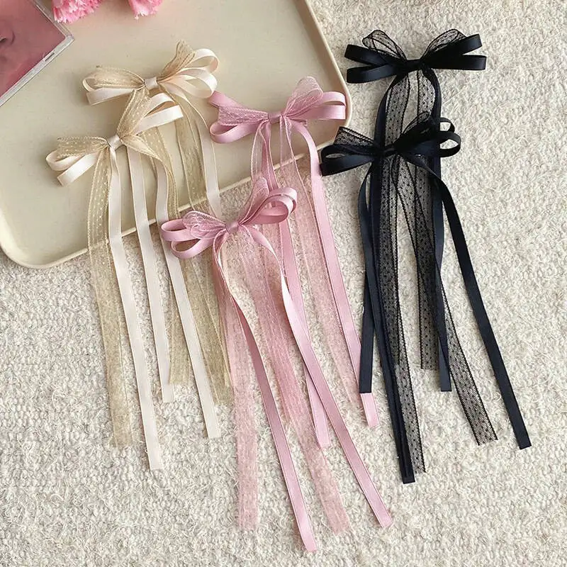 Fashion Bow Ribbon Hair Clips For Women Girls Lace Hairpins Barrettes Set Korean Bow Clips Party Hair Accessories Headwear Gifts
