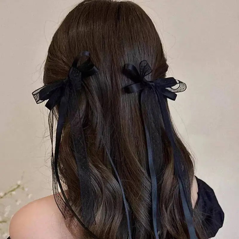 Fashion Bow Ribbon Hair Clips For Women Girls Lace Hairpins Barrettes Set Korean Bow Clips Party Hair Accessories Headwear Gifts