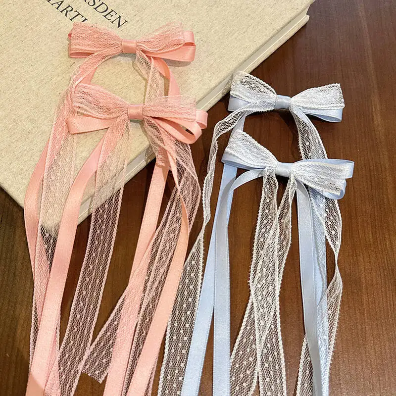 Fashion Bow Ribbon Hair Clips For Women Girls Lace Hairpins Barrettes Set Korean Bow Clips Party Hair Accessories Headwear Gifts