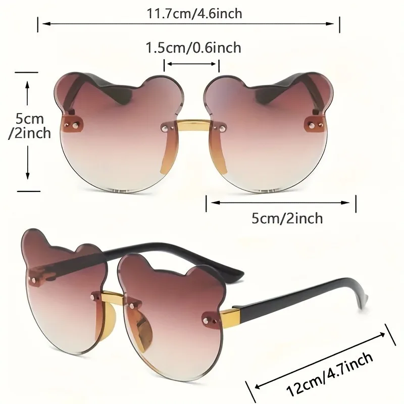 4pcs Cute Square Frame and Bear Ear Shaped Fashion Fashion Glasses