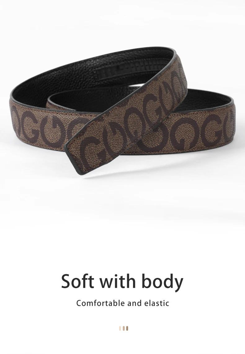 Men's Belt Without Buckle 3.5cm/1.37inch Width Brand High End Belts Black Soft PU Leather Men Belts Body No Buckle Strap