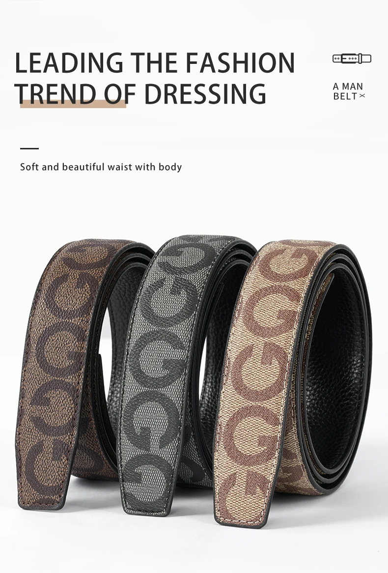Men's Belt Without Buckle 3.5cm/1.37inch Width Brand High End Belts Black Soft PU Leather Men Belts Body No Buckle Strap