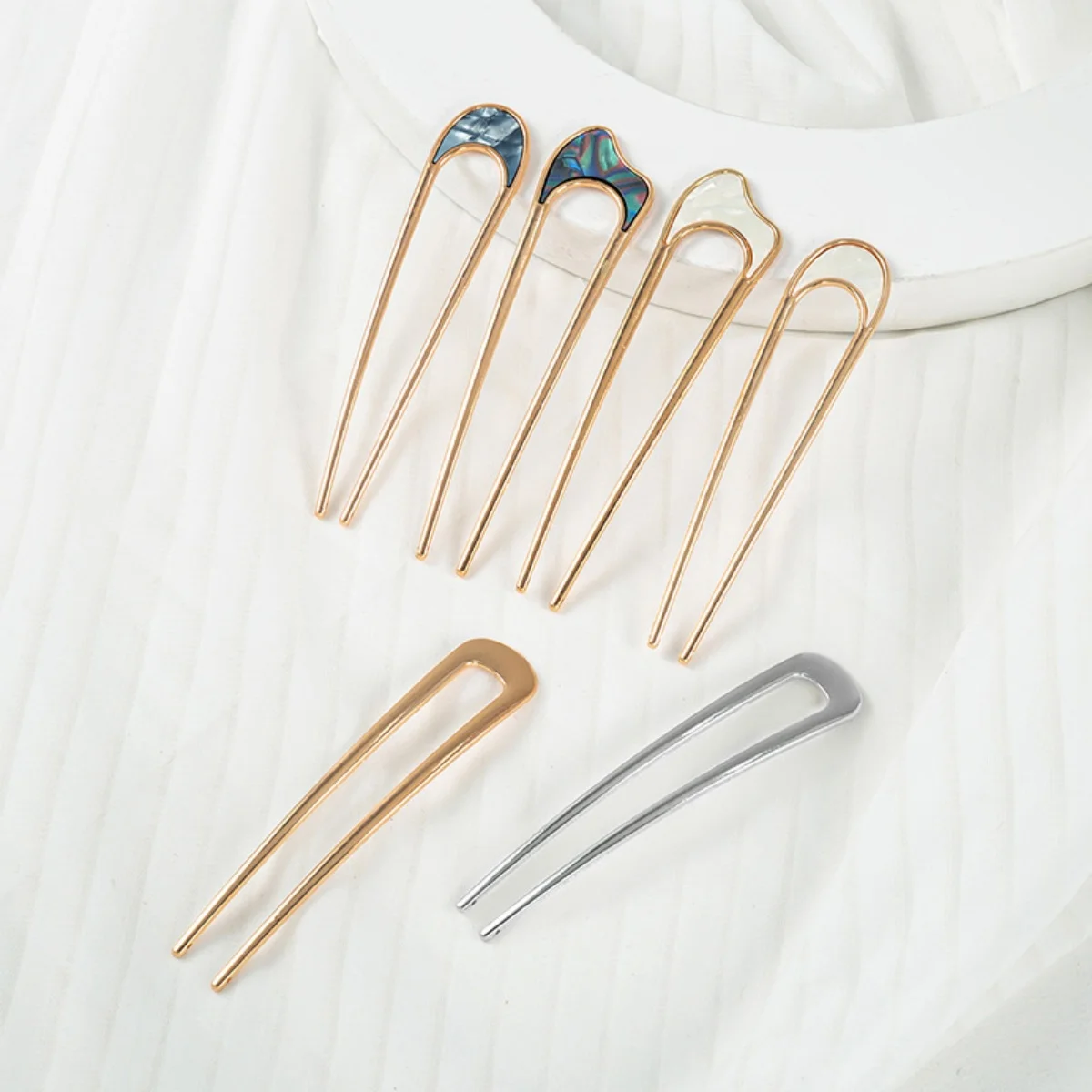 Shell Hairpin Metal U Shaped Hair Pins Hair Fork U French Hair Pin Simple And Fashionable Hair Accessories For Women