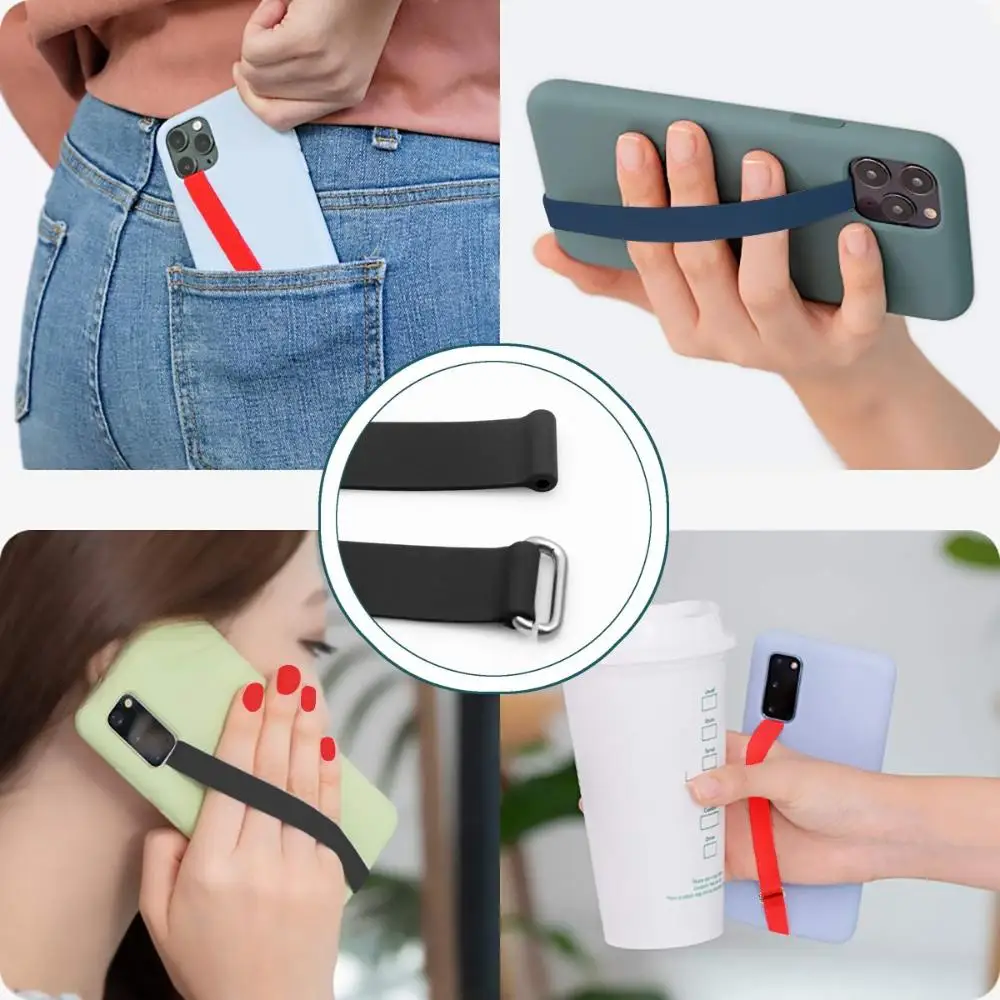 Slicone Grip Phone Hand Finger Ring Holder Strap Ropes Wristband Hand Band For Samsung For iPhone kickstand