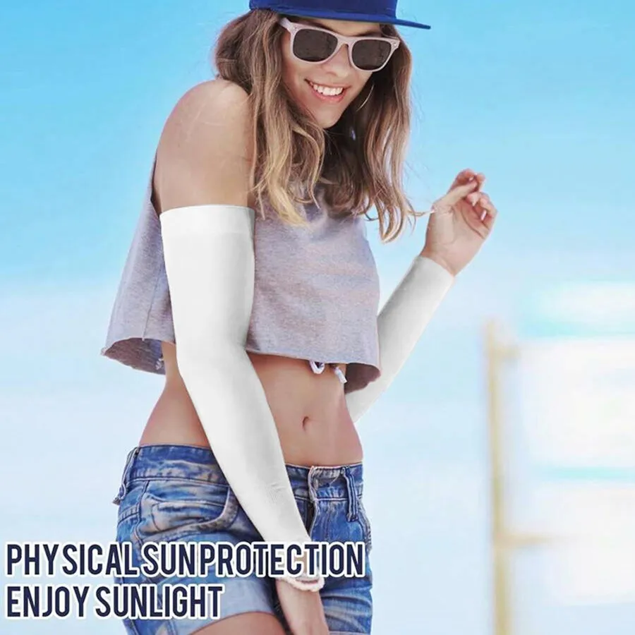 3Pairs Summer Sun Protection Ice Sleeve Men Women Fashion Breathable Elastic Ice Silk Arm Gloves for Outdoor Cycling, Driving