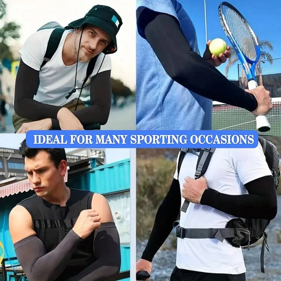 3Pairs Summer Sun Protection Ice Sleeve Men Women Fashion Breathable Elastic Ice Silk Arm Gloves for Outdoor Cycling, Driving