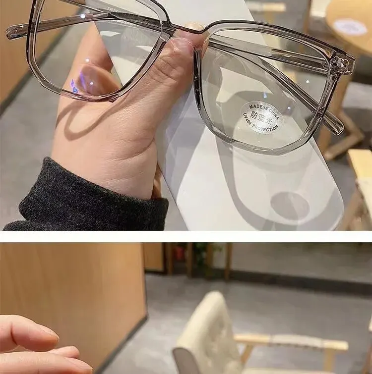 Anti-blue Light Glasses for Women with Regular Eyeglass Frame Finished Retro Flat Light Frame