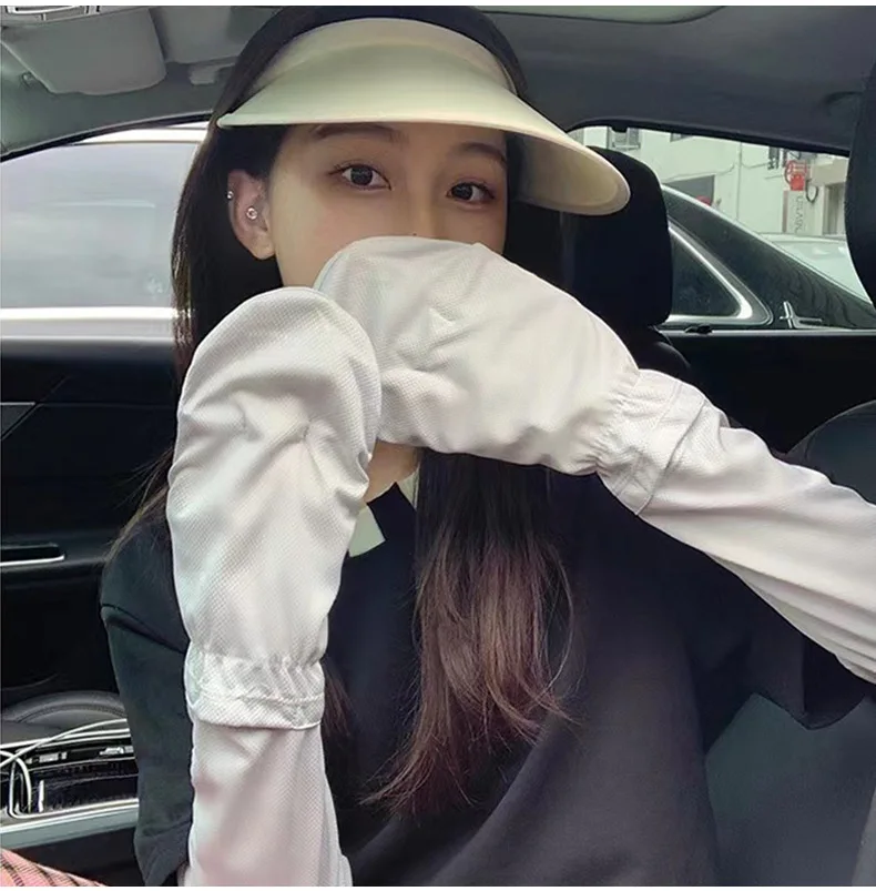 Large Size Ice Sleeve Gloves Women's Summer Driving Sun Protection Arm Sleeves Loose Breathable Arm Guard UV Outdoor Oversleeves