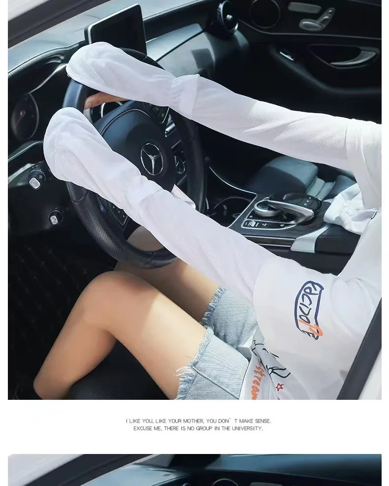 Large Size Ice Sleeve Gloves Women's Summer Driving Sun Protection Arm Sleeves Loose Breathable Arm Guard UV Outdoor Oversleeves