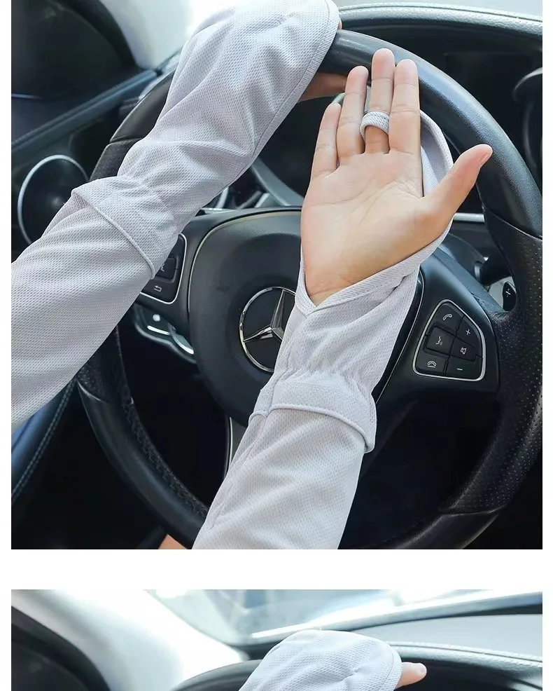 Large Size Ice Sleeve Gloves Women's Summer Driving Sun Protection Arm Sleeves Loose Breathable Arm Guard UV Outdoor Oversleeves