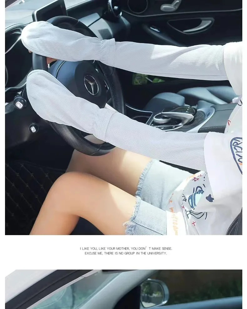 Large Size Ice Sleeve Gloves Women's Summer Driving Sun Protection Arm Sleeves Loose Breathable Arm Guard UV Outdoor Oversleeves