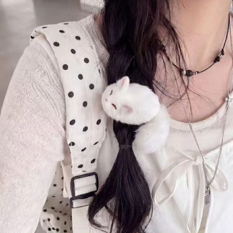 Kawaii Fluffy Plush Fox Hair Barrettes Cute 3D Fox Tail Bangs Clips Women Cartoon Animal Side Hair Accessories