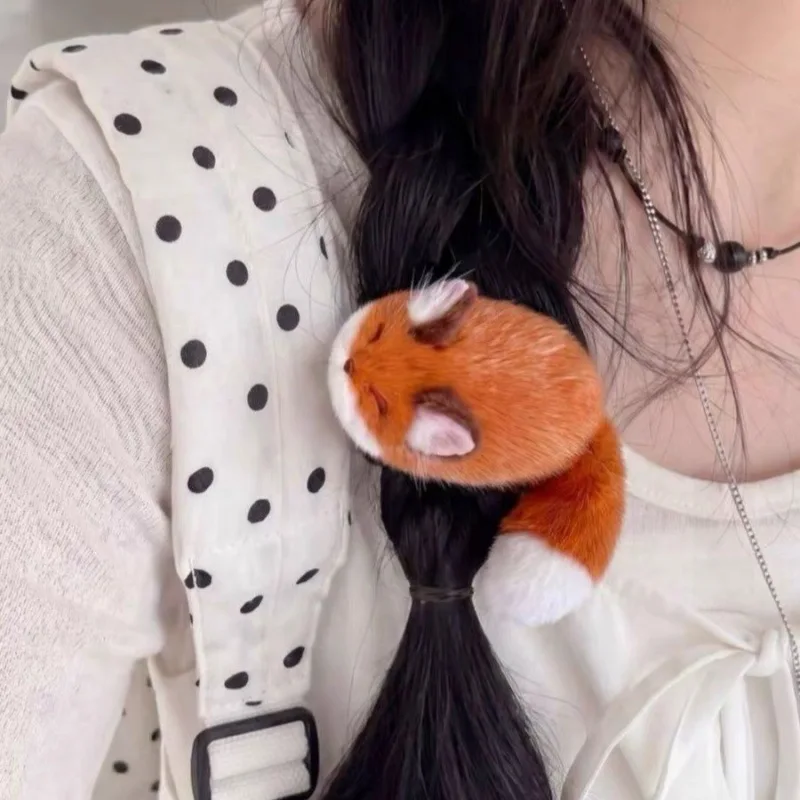 Kawaii Fluffy Plush Fox Hair Barrettes Cute 3D Fox Tail Bangs Clips Women Cartoon Animal Side Hair Accessories