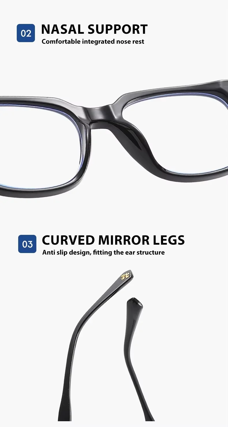 2026 classic 3Pcs square anti-blue glasses for men and women black transparent frame unisex computers wear glasses.