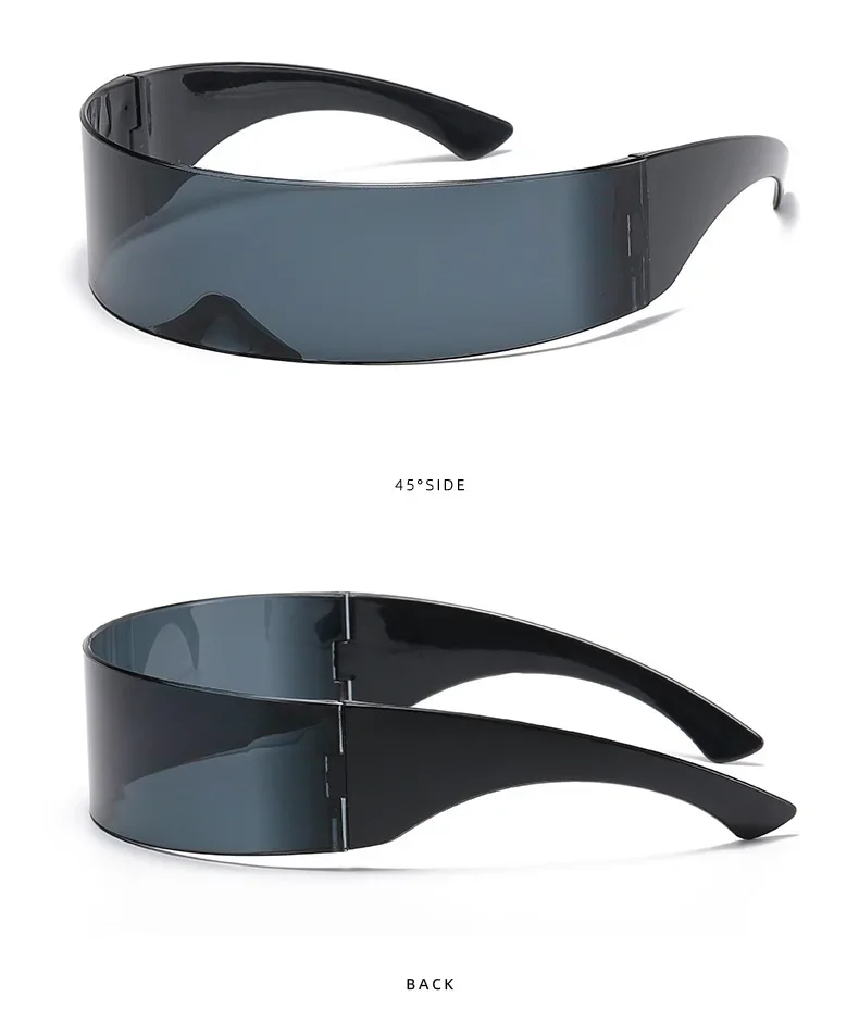 Men And Women Cyberpunk Goggles Futuristic Party Glasses One Piece Wrap Around Mirror Sunglasses Casual Daily Eyewear