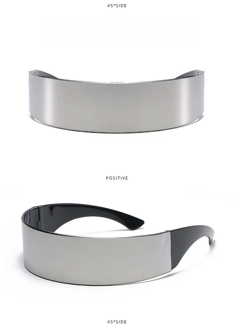 Men And Women Cyberpunk Goggles Futuristic Party Glasses One Piece Wrap Around Mirror Sunglasses Casual Daily Eyewear