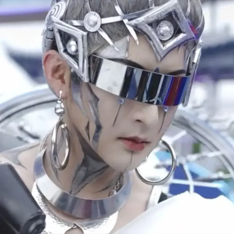 Men And Women Cyberpunk Goggles Futuristic Party Glasses One Piece Wrap Around Mirror Sunglasses Casual Daily Eyewear