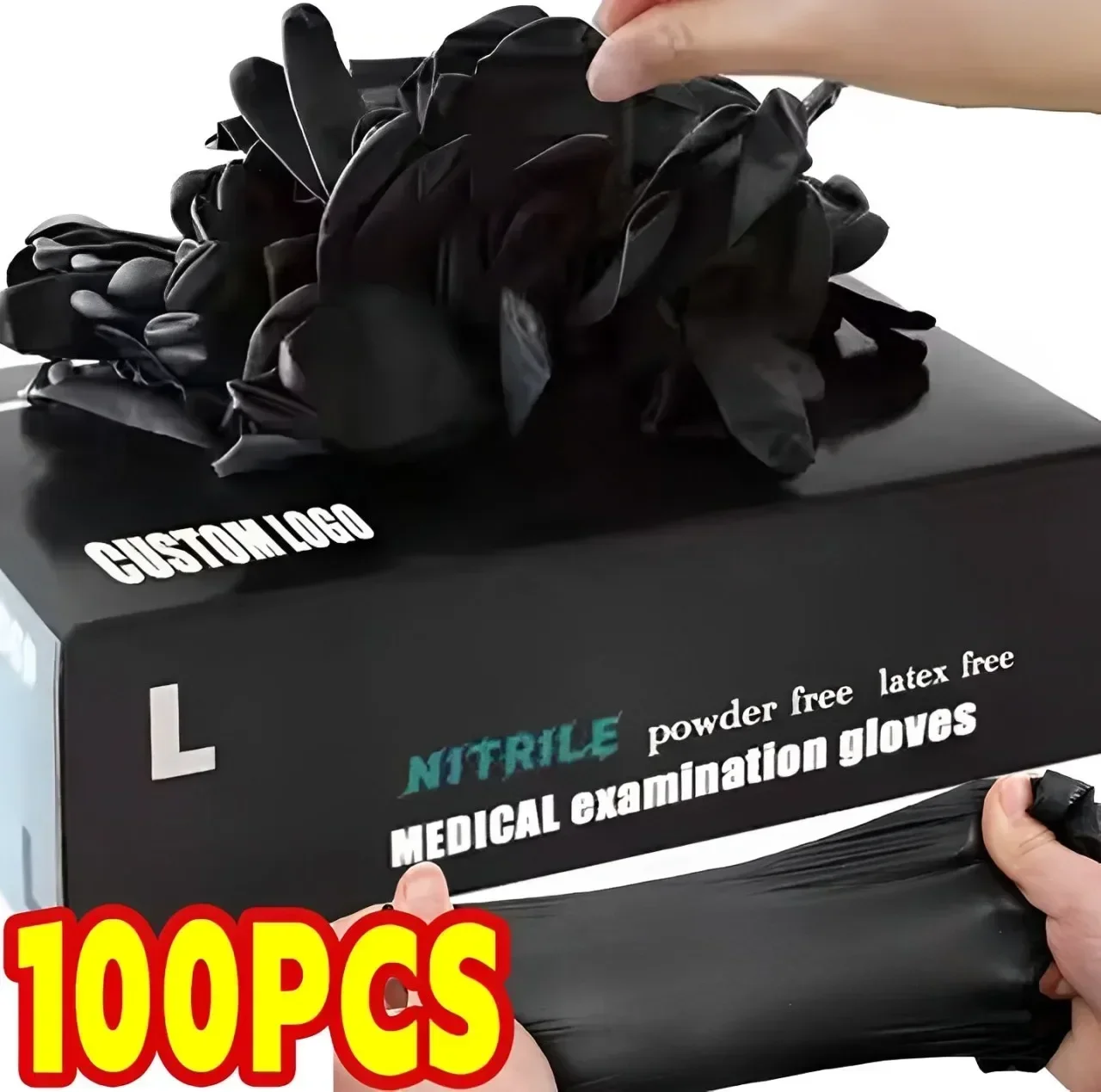 Disposable Black Gloves Unisex Latex Free Nitrile PVC Thick Splayed Fingers Housework Cleaning Car Pet Care Cooking Tools Women