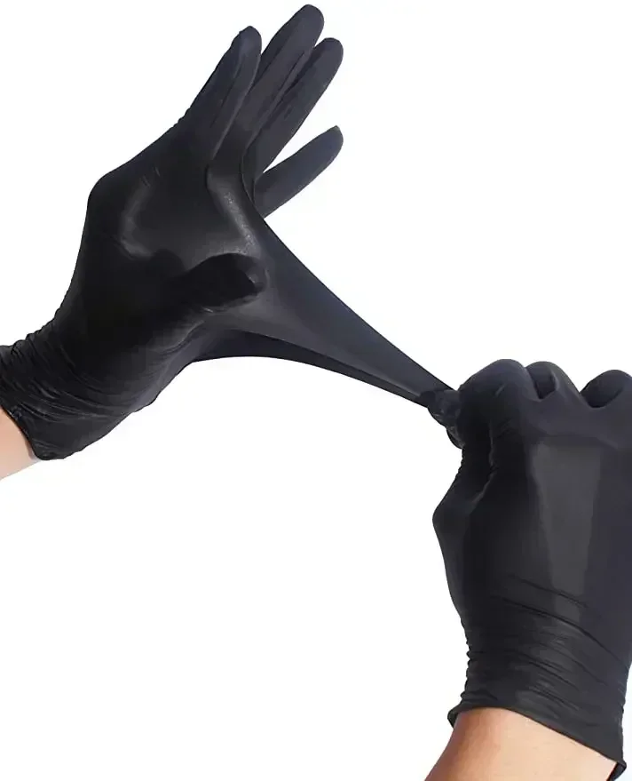 Disposable Black Gloves Unisex Latex Free Nitrile PVC Thick Splayed Fingers Housework Cleaning Car Pet Care Cooking Tools Women