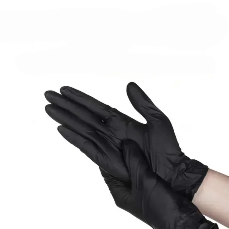 Disposable Black Gloves Unisex Latex Free Nitrile PVC Thick Splayed Fingers Housework Cleaning Car Pet Care Cooking Tools Women