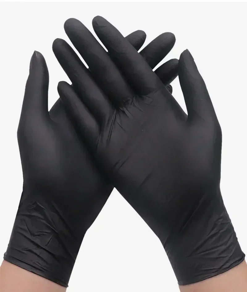 Disposable Black Gloves Unisex Latex Free Nitrile PVC Thick Splayed Fingers Housework Cleaning Car Pet Care Cooking Tools Women