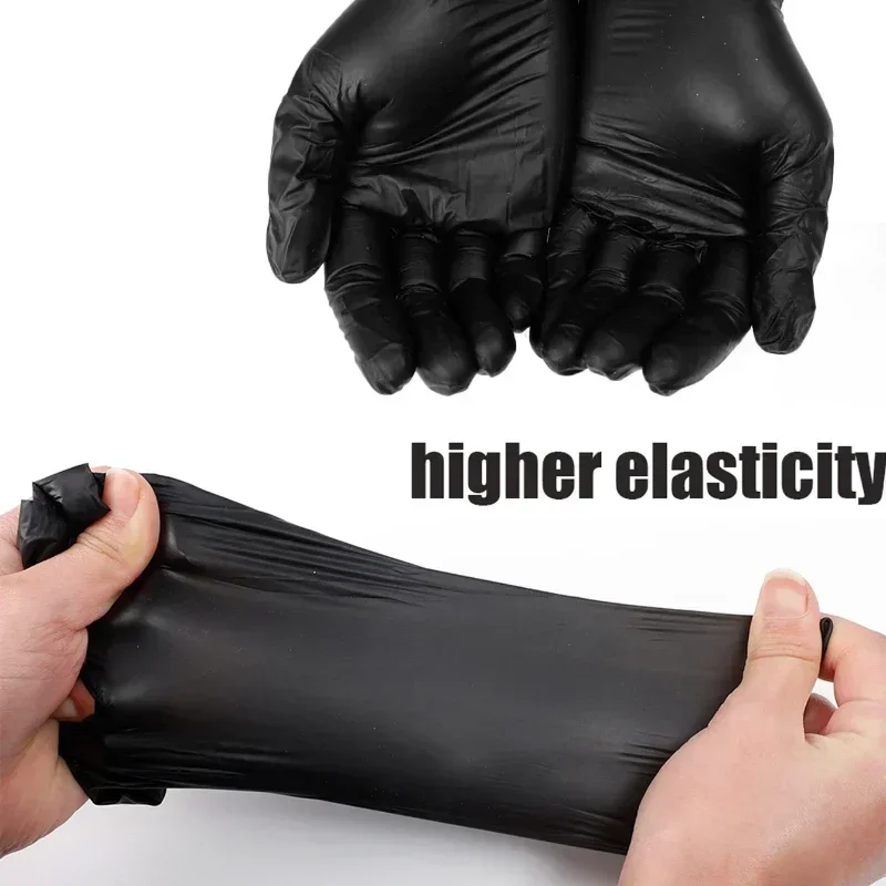 Disposable Black Gloves Unisex Latex Free Nitrile PVC Thick Splayed Fingers Housework Cleaning Car Pet Care Cooking Tools Women