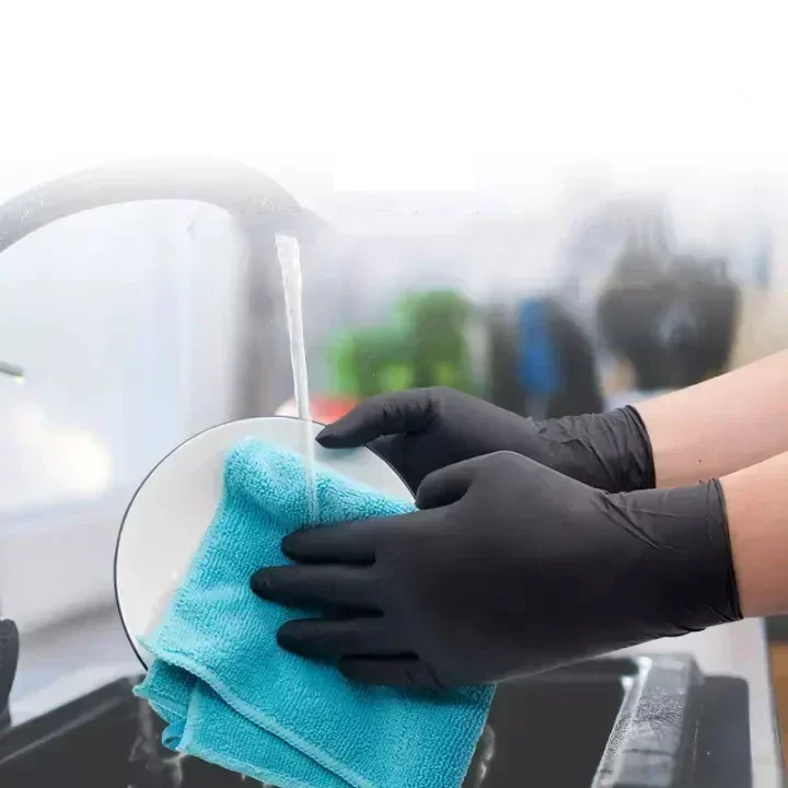 Disposable Black Gloves Unisex Latex Free Nitrile PVC Thick Splayed Fingers Housework Cleaning Car Pet Care Cooking Tools Women