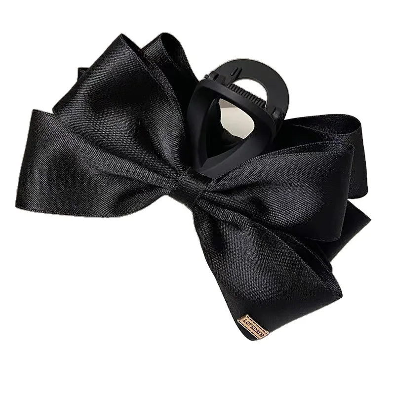 New Large Black Fabric Bow Grab Hair Clips Women's New Korean Style Hairpin Fashion Shark Cawl Clips Girls Hair Accessories