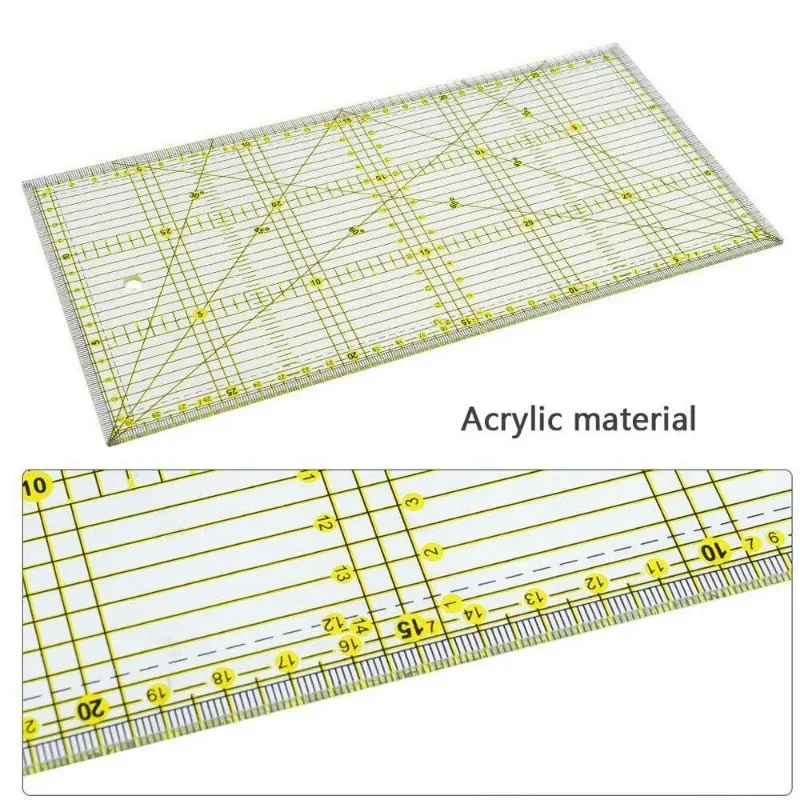 15*30 Quilters Ruler with Double Colored and Grid Lines Patchwork Ruler Acrylic Sewing Ruler for Sewing Quilting Cutting Ruler