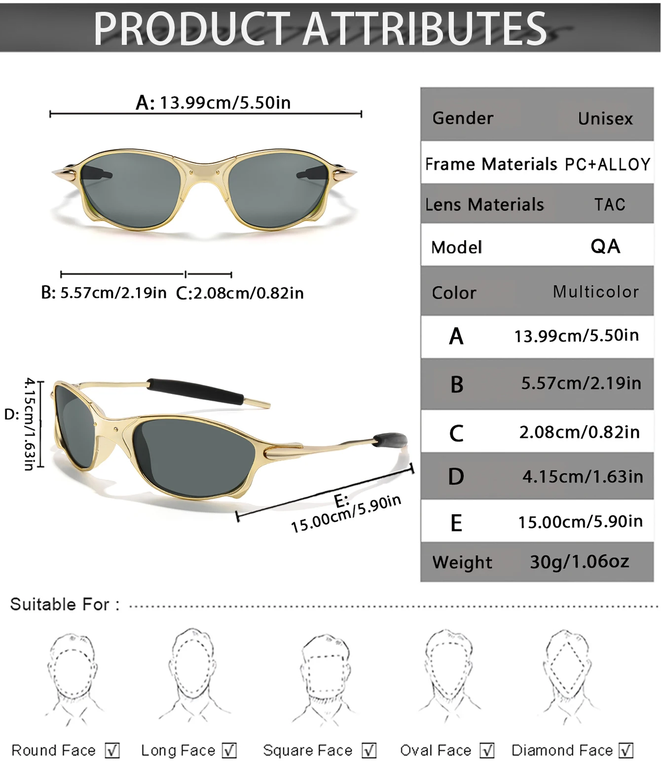 Men And Women Polarized Sunglasses Metal Frame Glasses With UV Protection for Outdoor Sports Cycling Running Hiking Driving